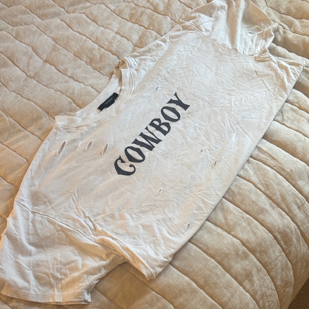 Forever 21 Large Distressed White Graphic Tee